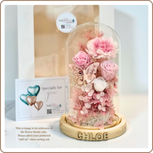 [Large] Pink Carnation and Rose Floral Dome (with Optional Lights)